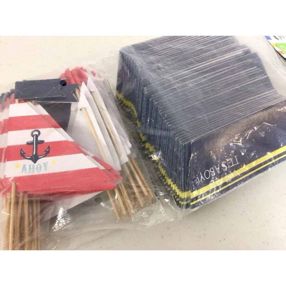 Cupcake Collars & Picks It’s a Boy Nautical Theme 100 Pieces New